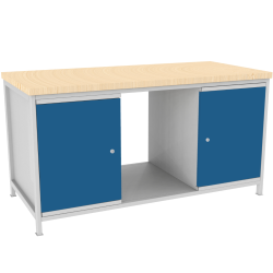 Metallwerkbank mit zwei Schränken STW 402, Breite 1600mm Metallwerkbank mit zwei Schränken STW 402, Breite 1600mm