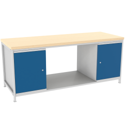 Metallwerkbank mit zwei Schränken STW 403, 2000mm breit Metallwerkbank mit zwei Schränken STW 403, 2000mm breit