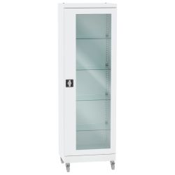 Medizinischer Metallschrank SML 111 mit Rollen, verglast, mit einer Tür