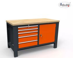 Werkbank ST14/03 900kg Belastbarkeit 5 Schubladen mit Schloss Werkbank ST14/03 900kg Belastbarkeit 5 Schubladen mit Schloss