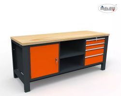 Werkbank ST20 / 10 2000 mm 4 Schubladen, Schrank, Regal