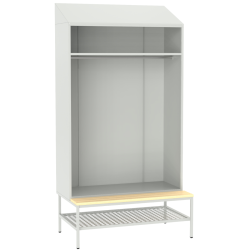Offener Kleiderschrank SZOS 0 für Umkleideraum mit Metallsitz, 