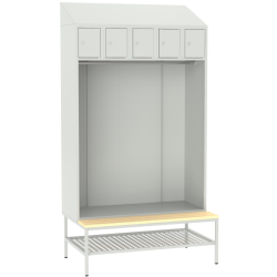 SZOS 5 offener Kleiderschrank für Umkleidekabinen mit Fächern und einem Sitz