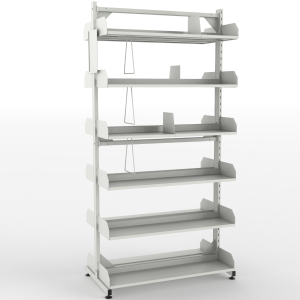 Zweiseitiges Bücherregal aus Metall mit 12 Einlegeböden RMB 2